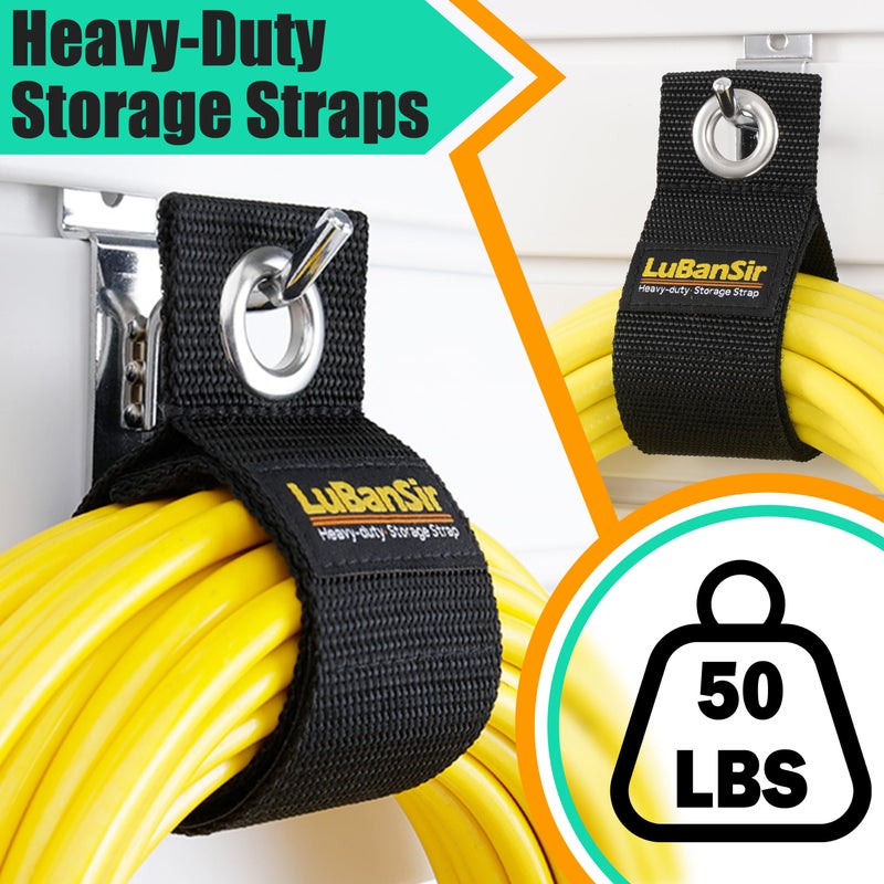 LuBanSir 9 Pack Extension Cord Holder Organizer, 13-inch Heavy Duty Storage Straps for Garden Hose Storage and Garage Wall Organization - Image 2